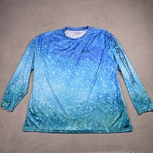 Bimini Bay shirt Women 3XL Blue Water Print Performance Long Sleeve
